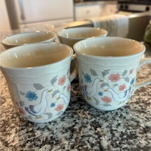 Classic Cream and Blue Rim Mugs Set